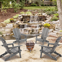 Set 2 Kursi Santai Luar Ruangan Gaya Farmhouse Modern, Setengah Terakit, Kayu Cedar Solid, Kursi Adirondack Lipat Ramah Lingkungan
