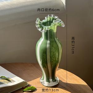 Jarrón de Vidrio con Encaje Verde de Alta Gama, Decoración de Lujo Ligero y Retro para Mesa de Salón, Arreglos Florales, Muestra de Jarrones para Flores - Product Image 6