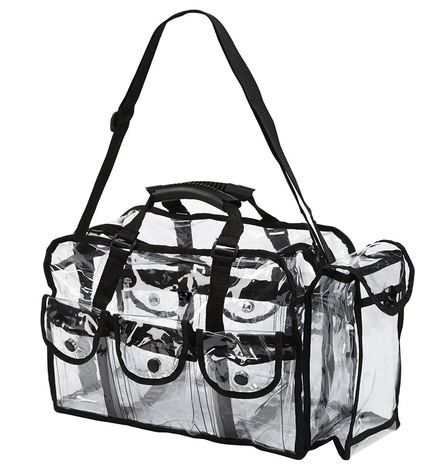 Premium Clear Makeup Organizer PVC Kultur beutel Transparente Kosmetik tasche mit 4 Außen taschen