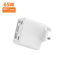 Tête de charge rapide Type-C 65W avec câble T3 en 1, chargeur PD 3.1, adaptateur rétractable GaN pour téléphone portable, Mac Book
