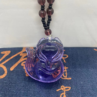 Vente en gros Ethnique Lucky Protection Feng Shui Cristal Chandail Collier Clair Améthyste Obsidienne Renard à Neuf Queues Pendentif Colliers