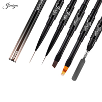 Professionnel dégradé rose or métal poignée doublure tête plate brosse ombre brosse grattoir stylo double tête brosse à ongles 5 pièces ensemble