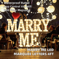 Décoration de mariage : Lettres lumineuses LED 3D « Marry Me » et « Love » de 4 pieds, conformes CE RoHS, alimentées par transformateur, grand format géant