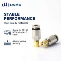 Connecteur LWMC SMA mâle à fixation par pince sur panneau, montage SMT sur circuit imprimé, 1.60 Max Pin, contact extérieur plaqué CuSnZn