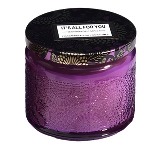 Bougie parfumée en verre gaufré, cylindrique, en cire de soja, faite à la main, parfumée, pour la maison, cadeau - Product Image 4