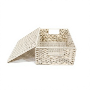 Caja de Almacenamiento Rectangular Resistente de Nuevo Diseño, con Cordón de Plástico y Tapa con Bisagras, Organizador de Armario - Product Image 2