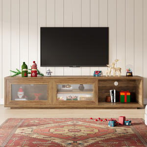 Soporte de <span class=keywords><strong>TV</strong></span> moderno personalizado con puertas correderas y gabinete de almacenamiento Gabinete de <span class=keywords><strong>TV</strong></span> de madera rústica para sala de estar Dormitorio - Product Image 4