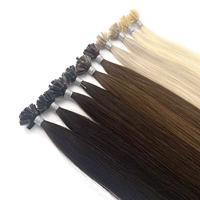 Extensions de cheveux humains russes vierges Remy, lisses et soyeuses, à pointe en U, double trame, fabrication à la machine, très demandées