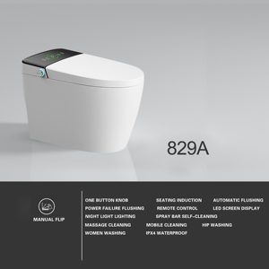MINGLIU Toilette intelligente en céramique moderne avec télécommande, <span class=keywords><strong>WC</strong></span> intelligent à poser au sol <span class=keywords><strong>pour</strong></span> salle de bain d'hôtel, chasse d'eau électrique - Product Image 2