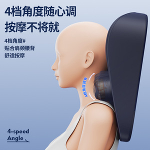 Almohada de masaje para la columna cervical con calefacción y amasamiento para aliviar el dolor de cuello, hombros y espalda, ajuste de 4 ángulos, recargable por USB - Product Image 1