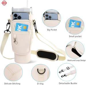 Soporte de neopreno para botella de agua de 40oz, soporte para bolsa de botella, bolsa de transporte para botella de agua con correa de hombro ajustable - Product Image 1