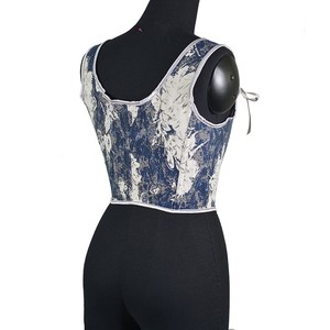 Nuevo corsé de <span class=keywords><strong>vaquero</strong></span> de mezclilla Jacquard teñido Halo Urban Outfiters <span class=keywords><strong>Corset</strong></span> Top con chaleco de flejado en la espalda Corsé de fleje en la espalda Bustier Top - Product Image 2