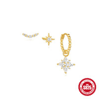 Dainty anting-anting bunga mata kuda oktagonal geometris perak murni 925 Set Eropa dan Amerika penjualan laris perhiasan Fashion