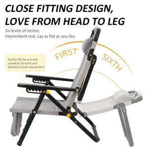 Outdoor Portable Six-position <b>Backrest</b> Adjustment Heavy Duty Lightweight Folding Recliner Camping Ground Chair - Product Image 4
