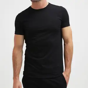 高品质95棉5氨纶t恤t恤基本空白素色男士修身t恤批发