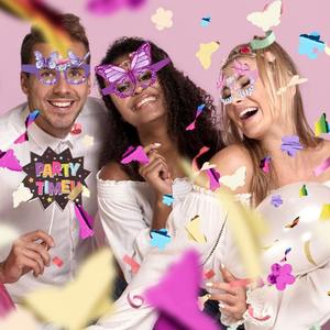 Violet Rose Fleurs Papillon Thème Papier Lunettes pour Graduation Diwali Parties Fun Photo Props pour Enfants Adultes Photoshoots - Product Image 1