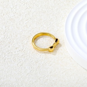 Anillo de Acero Inoxidable Estilo Coreano, Chapado en Oro de 18K, con Diseño de Lazo de Mariposa, Anillos de Moda para Compromiso y Boda para Mujer - Product Image 3