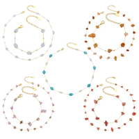 Bracelet perlé fait main en acier inoxydable plaqué or 18 carats PVD, style bohème populaire pour femme, avec perles en pierre, idéal pour un anniversaire
