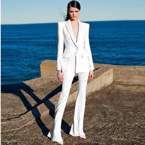 Ensemble pantalon évasé pour <span class=keywords><strong>femme</strong></span>, 2 pièces, Style carrière, Blazer à bouton unique, nouvelle collection <span class=keywords><strong>2022</strong></span> - Product Image 6