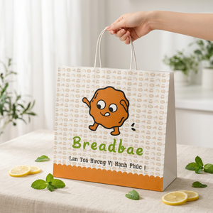 Sacs en papier personnalisés OEM ODM pour boulangerie, avec poignée torsadée en papier, fabriqués au Vietnam - Product Image 1