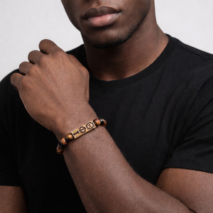 Nuova Collezione: <span class=keywords><strong>Bracciale</strong></span> Maschile Ispirato alla Fraternità Iota Phi Theta con Perle di Occhio di Tigre di Alta Qualità - Product Image 3
