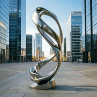 Grande sculpture de jardin moderne en acier inoxydable, décoration paysagère extérieure, statue polie effet miroir