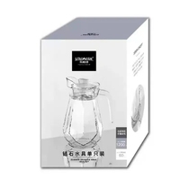 Nouveau Pichet à Eau et à Lait en Verre Borosilicate Transparent de 1200 ml + 4 x 300 ml, Ensemble Théière avec Coffret Cadeau – Vente en Gros