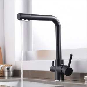 Robinet de cuisine pratique 3 en 1 à poignée unique en laiton pour hôtel avec valve en céramique, pivotant à 360°, installation à trou unique - Product Image 2