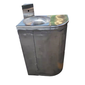 Lavabo Triangular de Acero Inoxidable, Lavabo de Pie para Baño Pequeño, con Base Reforzada - Product Image 4