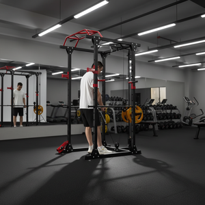 Attrezzatura per Palestra Domestica Trainer Multifunzionale Macchina Smith Fitness Power Cage Multi-Cavo Rack per Squat con Cavo Lat Pull e Crossover - Product Image 3