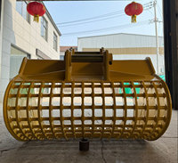 RSBM Skeleton Riddle Bucket untuk Excavator 22 Ton, Grid Sieve Bucket, Attachment Pemisah Batu