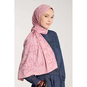 Pure Tone Pink Rose <b>Scarf</b>-Marginal Pattern Complimentary Hat & <b>Gloves</b> <b>Set</b> - Product Image 3