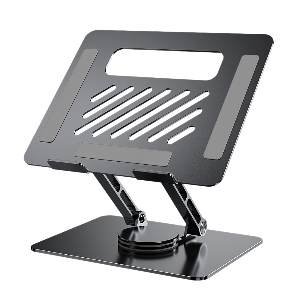 Support d'ordinateur portable pliable et rotatif personnalisé 360 en alliage d'aluminium, support de bureau réglable en hauteur pour ordinateur portable pour une utilisation au bureau