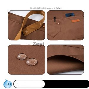 ผ้ากันเปื้อนเชฟกันน้ำพิมพ์โลโก้ได้ แขนถอดได้ มีกระเป๋า ปรับขนาดได้ ผ้าแคนวาสอย่างดี สำหรับผู้ชายและผู้หญิง พร้อมกระเป๋า - Product Image 2