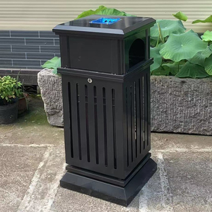 Nhà Máy Bán Đen Miệng Duy Nhất Ngoài Trời Thùng Rác Thùng Mạ Kẽm Tấm Lưu Trữ Dọc Xô Cho Đường Phố Quản Lý Chất Thải - Product Image 5