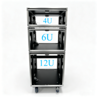 Boîtier de transport OEM 6U empilable pour montage en rack, avec 4 pieds en caoutchouc et rainures, pour amplificateur, doté de portes coulissantes supérieures et de verrous de verrouillage.