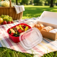 Boîte d'emballage alimentaire jetable en plastique PP rectangulaire, micro-ondable, pour plats à emporter, préparation de repas, directement de l'usine