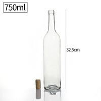 Vin rouge vide pour whisky Tequila Brandy bouteille 750ml bouchon en verre scellé avec gel et sérigraphie