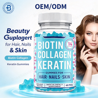 Gummies véganes OEM Halal Biotine Collagène Kératine pour la croissance des cheveux, supplément de vitamines pour cheveux, peau et ongles
