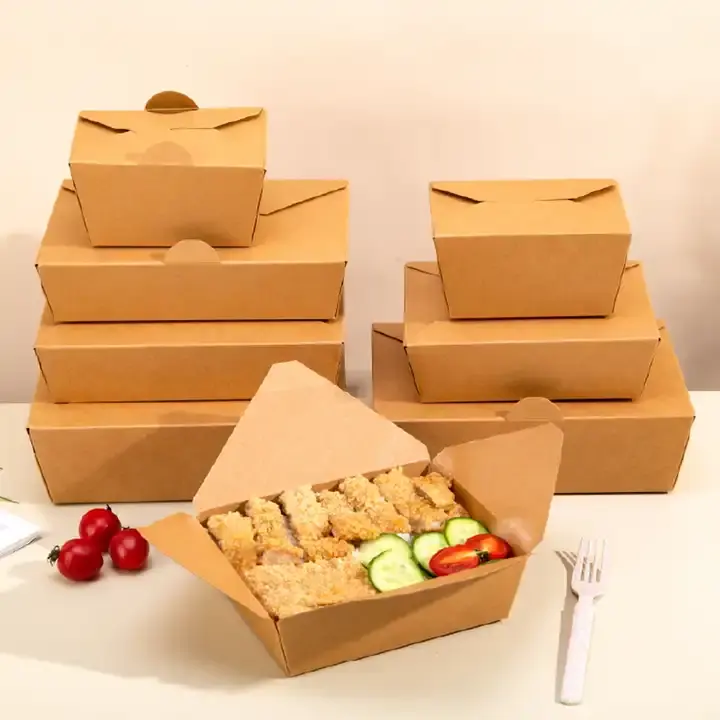 Çevre dostu ambalaj yiyecek kutusu paket biyobozunur özel tek kullanımlık kağıt çorba bardağı salata kasesi kağıt kap kraft kase