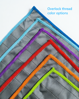 Serviette de nettoyage en microfibre de carbone 400 GSM 50*40cm, sans peluches, infusée au carbone, sans traces, pour vitres, avec bordure multicolore