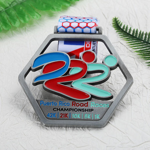 Medaglietta personalizzata con Logo medaglietta smalto su strada gare su strada medaglie sportive in metallo taglio antico argento 42k 21k 10k 5k 1k corsa maratona medaglia - Product Image 4