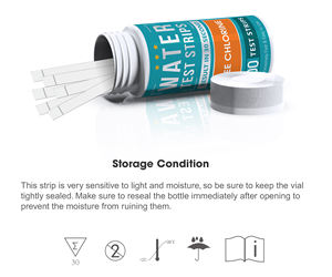 Kit de test de <span class=keywords><strong>chlore</strong></span> gratuit Bandelettes de test d'eau W-1 un usage domestique à faible quantité minimale de commande - Product Image 3