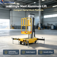 Plateforme élévatrice mobile compacte à mât unique en aluminium, hydraulique et électrique, hauteur maximale 10m, pour entrepôt