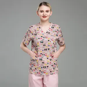 New Style OEM Customized Print Doctor Uniforms Medical Nursing Scrubs Uniform Clinic Scrub Sets Short Sleeve Tops Pants Uniform