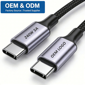 Cable USB Tipo C Trenzado de Nailon, 240W 5A, Carga Rápida, Cable USB C Personalizado de Fábrica, Trenzado, 1m 2m 3m, <span class=keywords><strong>Cargador</strong></span> Súper Rápido Tipo C - Product Image 1