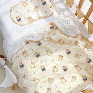 Minky Dot selimut bedong bayi, kain kasa 100% katun tenun teknik dengan pola daun pengisi pencampuran - Product Image 3