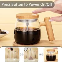 Mug auto-mélangeur électrique en verre avec poignée et couvercle, tasse à café auto-mélangeuse, tasse à agitation automatique haute vitesse