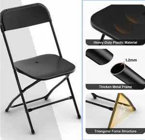 Con alfombrilla antideslizante, las sillas de plástico plegables para interiores y exteriores más populares para eventos al por mayor