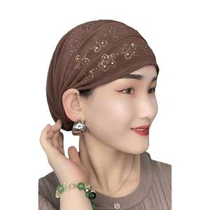 Gorro con pañuelo de malla de encaje acrílico para mujeres musulmanas con borlas, transpirable, ecológico, de color sólido, adecuado para uso diario. - Product Image 1